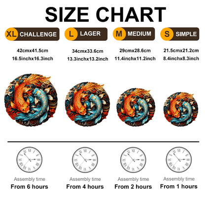 Verspieltes Holzpuzzle - YIN YANG FISCH