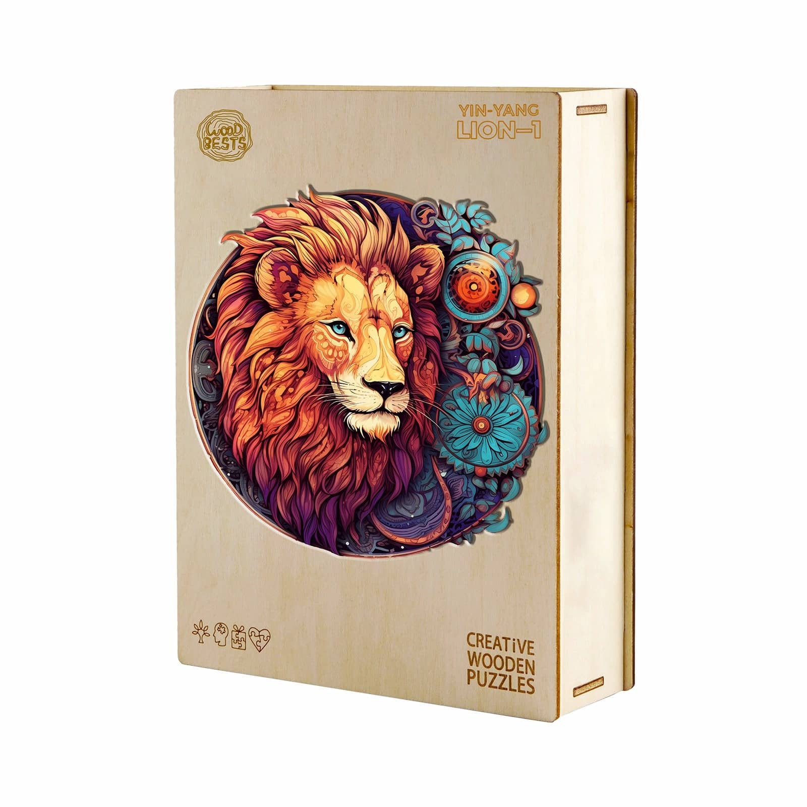 Whimsical Wooden Jigsaw Puzzle-Yin-Yang Lion-1