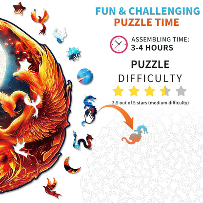 Verrücktes Holzpuzzle – Yin und Yang Drache und Phönix