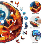 Casse-tête en bois fantaisiste - Dragon et phénix Yin-Yang
