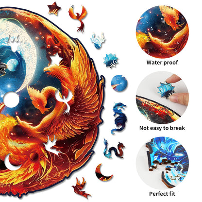 Verrücktes Holzpuzzle – Yin und Yang Drache und Phönix