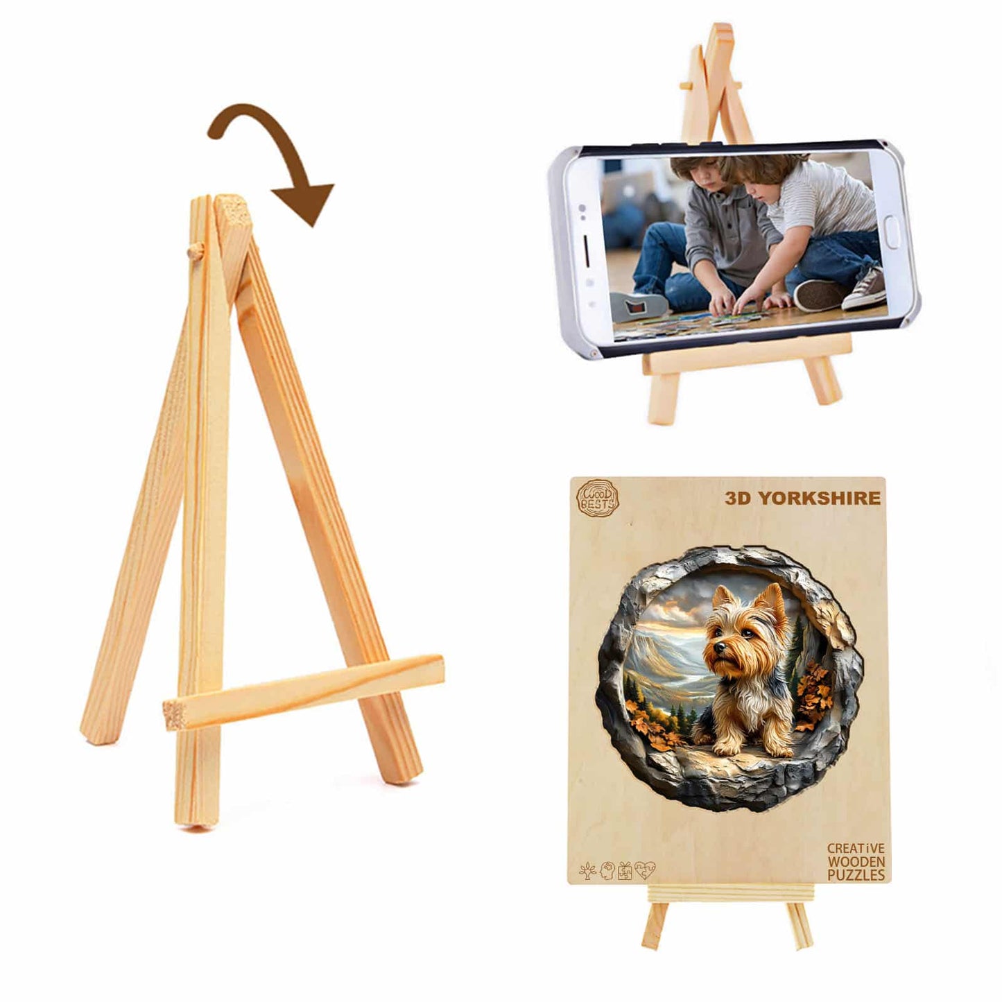 Whimsical Wooden Jigsaw Puzzle - Yorkshire Terrier in Nature - pickApuzzle