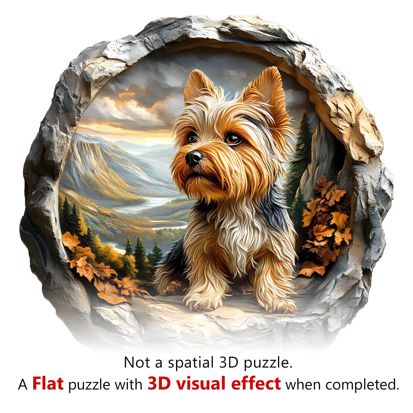 Whimsical Wooden Jigsaw Puzzle - Yorkshire Terrier in Nature - pickApuzzle