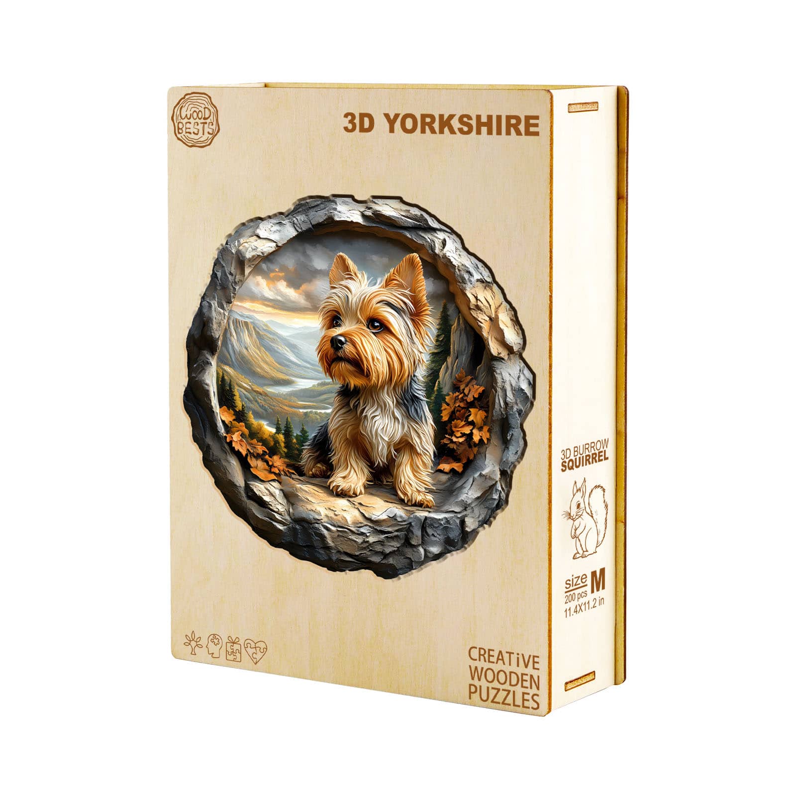 Whimsical Wooden Jigsaw Puzzle - Yorkshire Terrier in Nature - pickApuzzle