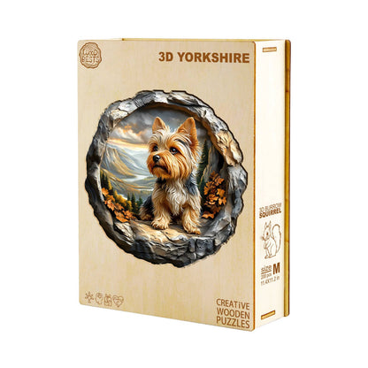 Whimsical Wooden Jigsaw Puzzle - Yorkshire Terrier in Nature - pickApuzzle