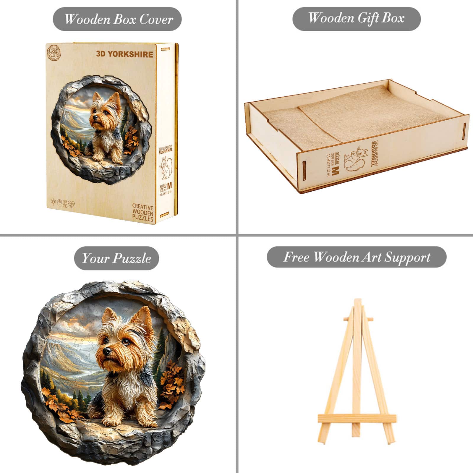 Whimsical Wooden Jigsaw Puzzle - Yorkshire Terrier in Nature - pickApuzzle