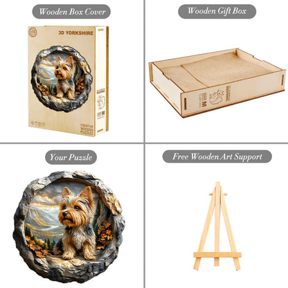 Whimsical Wooden Jigsaw Puzzle - Yorkshire Terrier in Nature - pickApuzzle