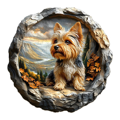 Whimsical Wooden Jigsaw Puzzle - Yorkshire Terrier in Nature - pickApuzzle