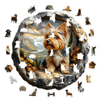 Whimsical Wooden Jigsaw Puzzle - Yorkshire Terrier in Nature - pickApuzzle