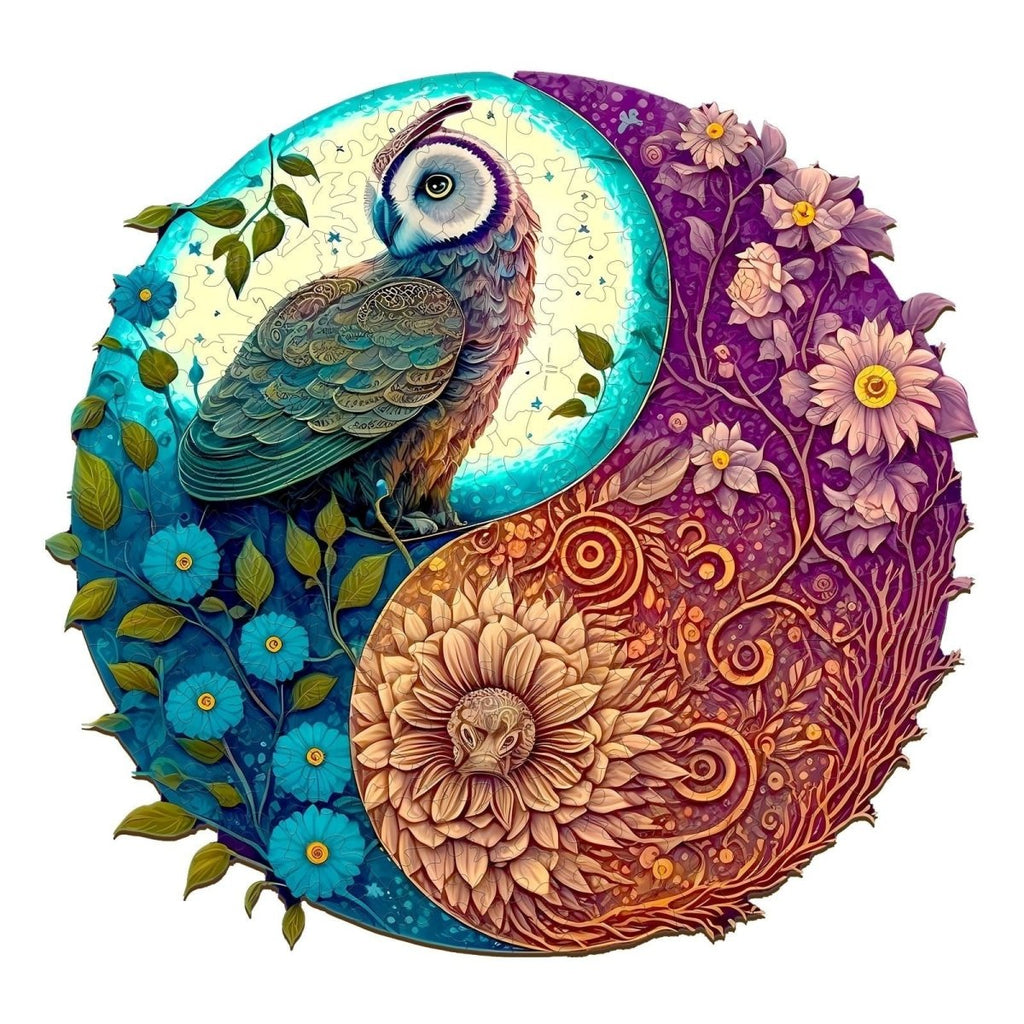 Whimsical Wooden Jigsaw Puzzle- YIN YANG OWL 2